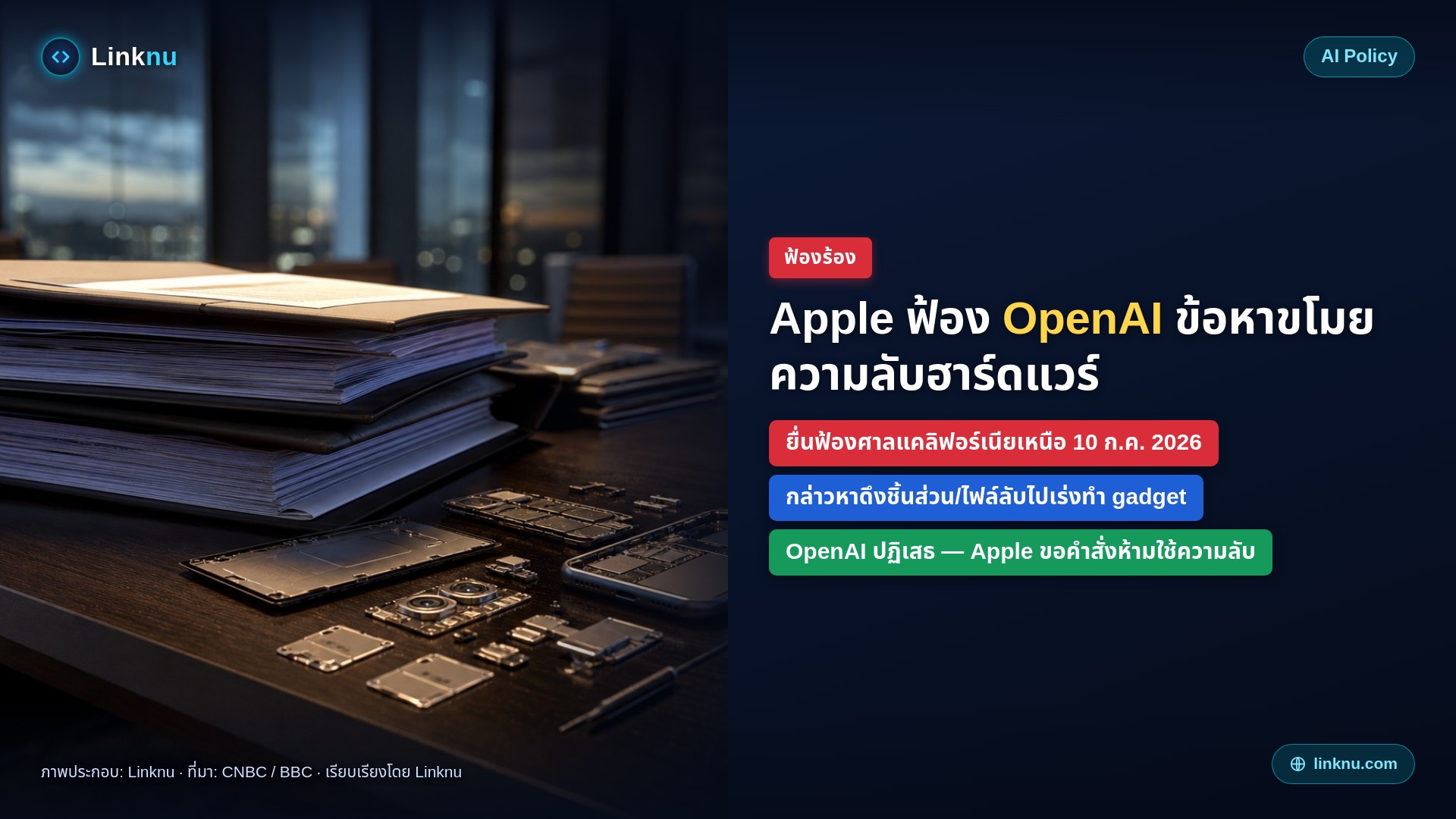 Apple ฟ้อง OpenAI ข้อหาขโมยความลับฮาร์ดแวร์