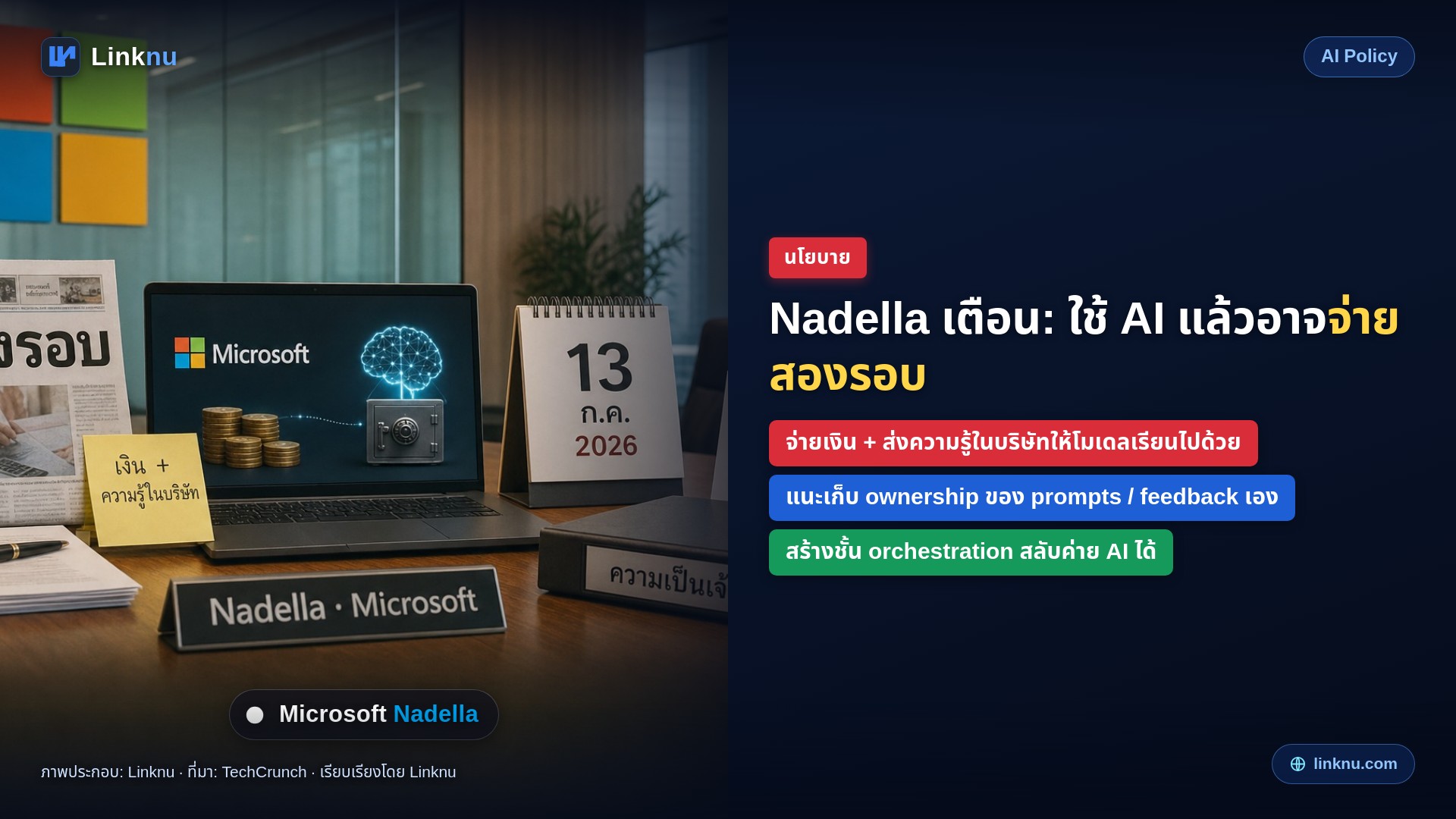 CEO Microsoft เตือนบริษัทที่ใช้ AI: คุณอาจกำลัง “จ่ายสองรอบ”