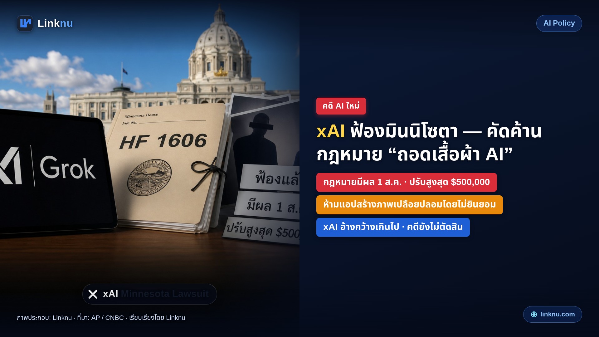 xAI ฟ้องมินนิโซตา — คัดค้านกฎหมายห้ามแอป “ถอดเสื้อผ้าด้วย AI”