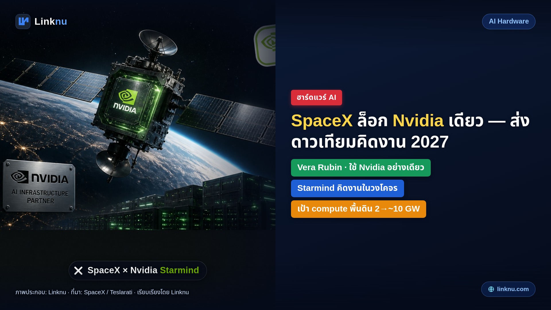 SpaceX ล็อก Nvidia เป็นพันธมิตรชิป AI เดียว — เตรียมส่งดาวเทียมคิดงาน “Starmind”