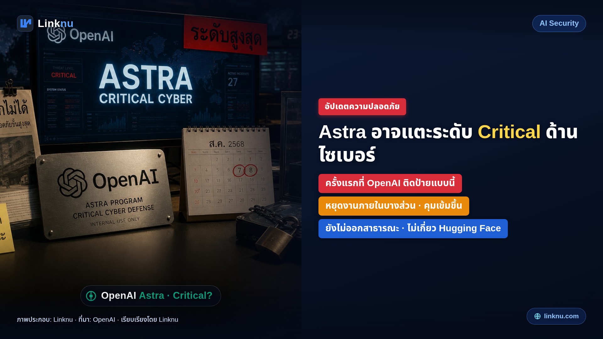 อัปเดต — OpenAI ชี้ Astra อาจแตะระดับ Critical ด้านไซเบอร์ ครั้งแรกของค่าย