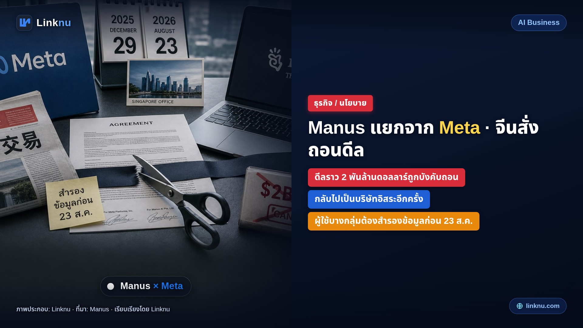 Manus กลับไปเป็นบริษัทอิสระ — จีนสั่งให้ถอนดีลซื้อโดย Meta ราว 2 พันล้านดอลลาร์