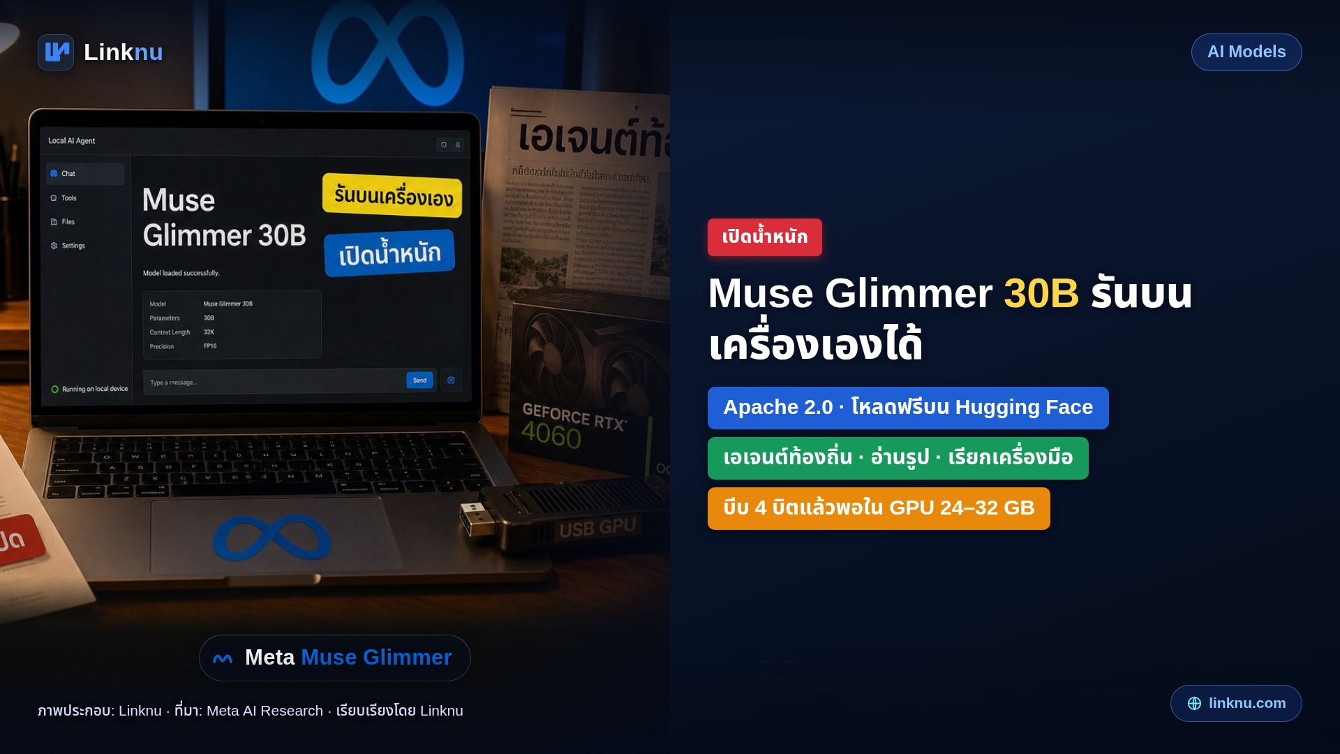 Meta เปิด Muse Glimmer — โมเดล 30 พันล้านพารามิเตอร์โหลดไปรันบนเครื่องเองได้