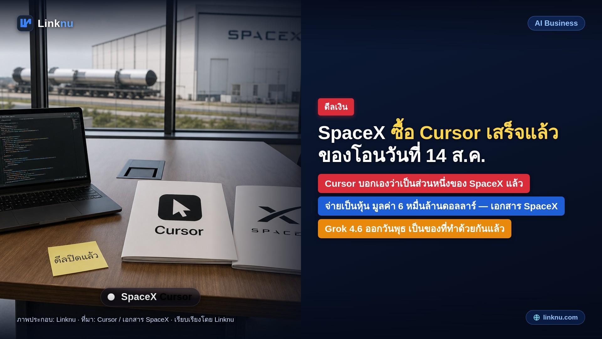 SpaceX ซื้อ Cursor เสร็จแล้ว ของโอนวันที่ 14 ส.ค.