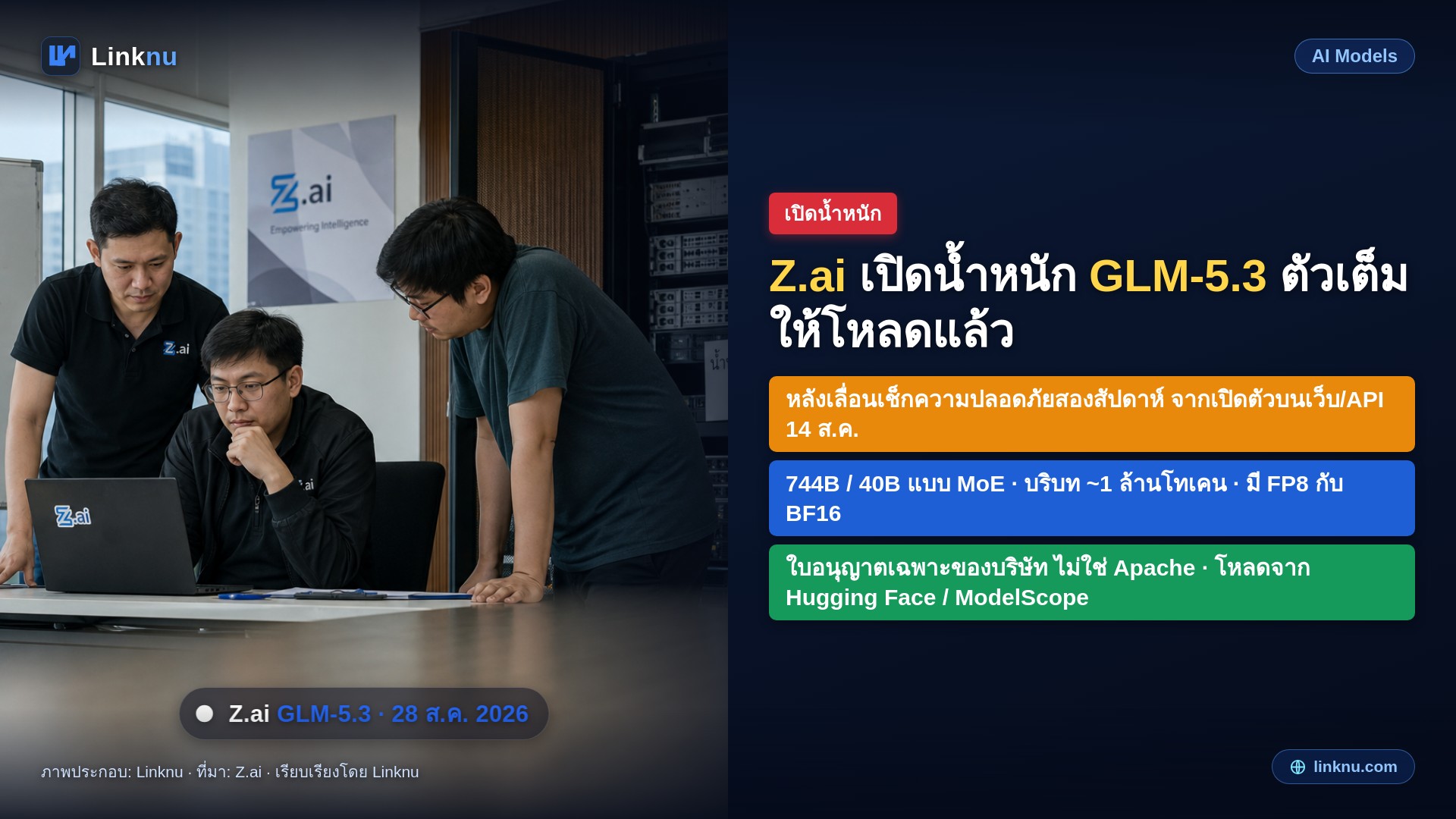 Z.ai เปิดให้โหลด GLM-5.3 ตัวเต็มแล้ว หลังเช็กความปลอดภัยเพิ่มสองสัปดาห์