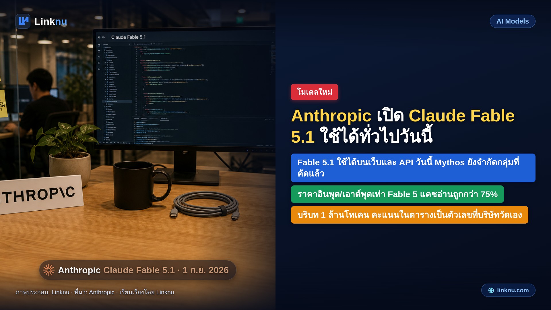 Anthropic เปิดโมเดลใหม่สองรุ่น Fable ใช้ได้ทั่วไป Mythos คัดกลุ่มผู้ใช้