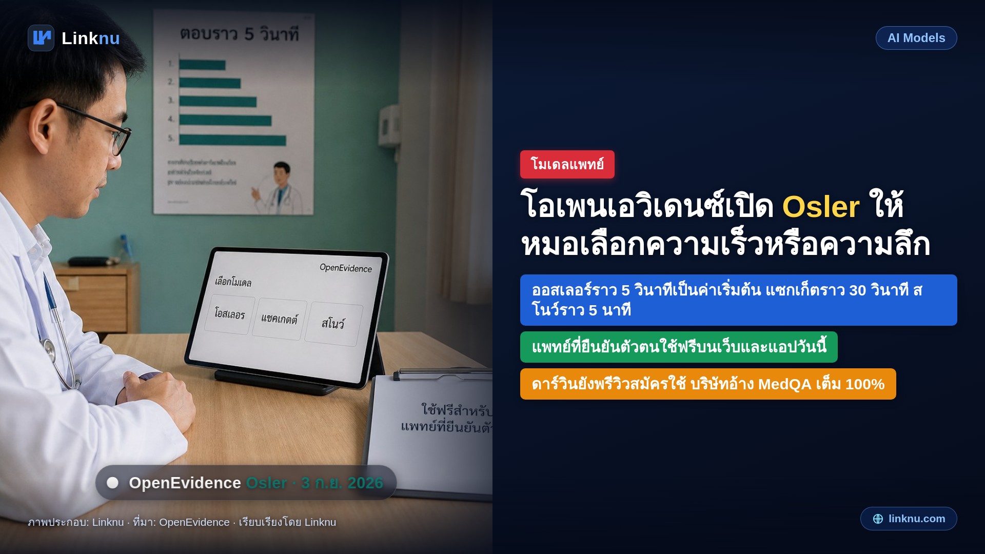 โอเพนเอวิเดนซ์เปิดตัวเอไอหมอครอบครัวใหม่ ตอบไว 5 วินาที ค้นลึกถึง 5 นาที