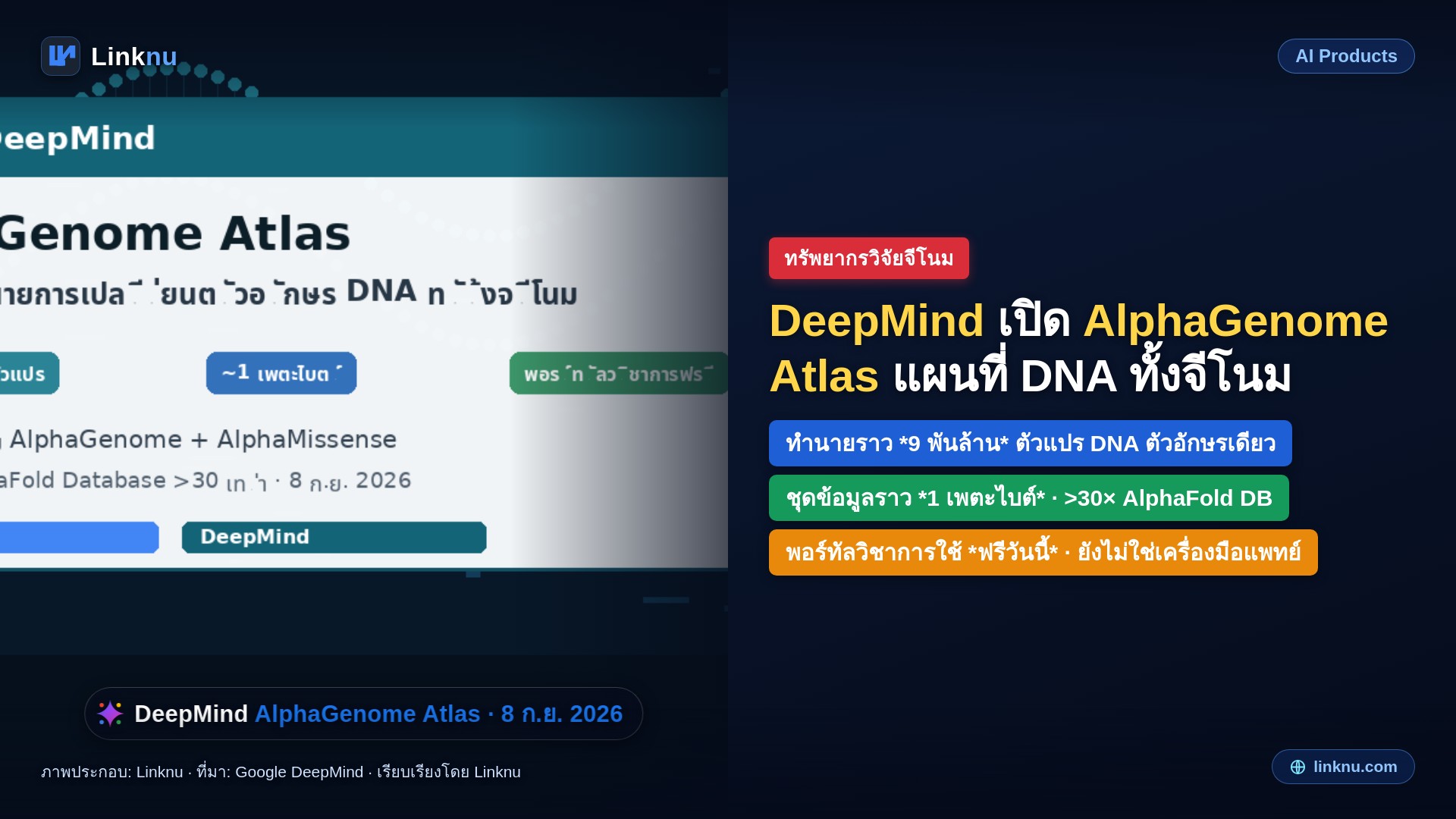 DeepMind เปิดแผนที่ทำนายการเปลี่ยนตัวอักษร DNA ครบทุกจุดในจีโนมมนุษย์