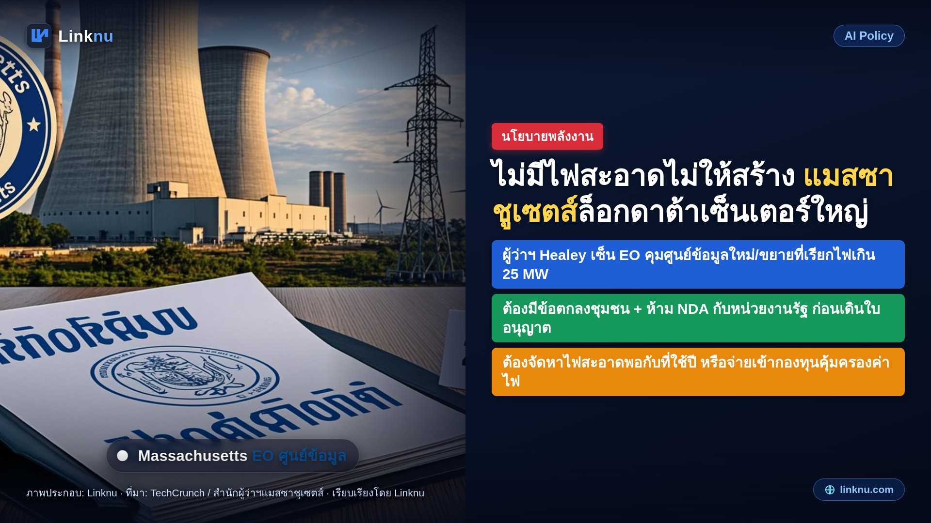 ไม่มีไฟสะอาดไม่ให้สร้าง แมสซาชูเซตส์ล็อกดาต้าเซ็นเตอร์ใหญ่