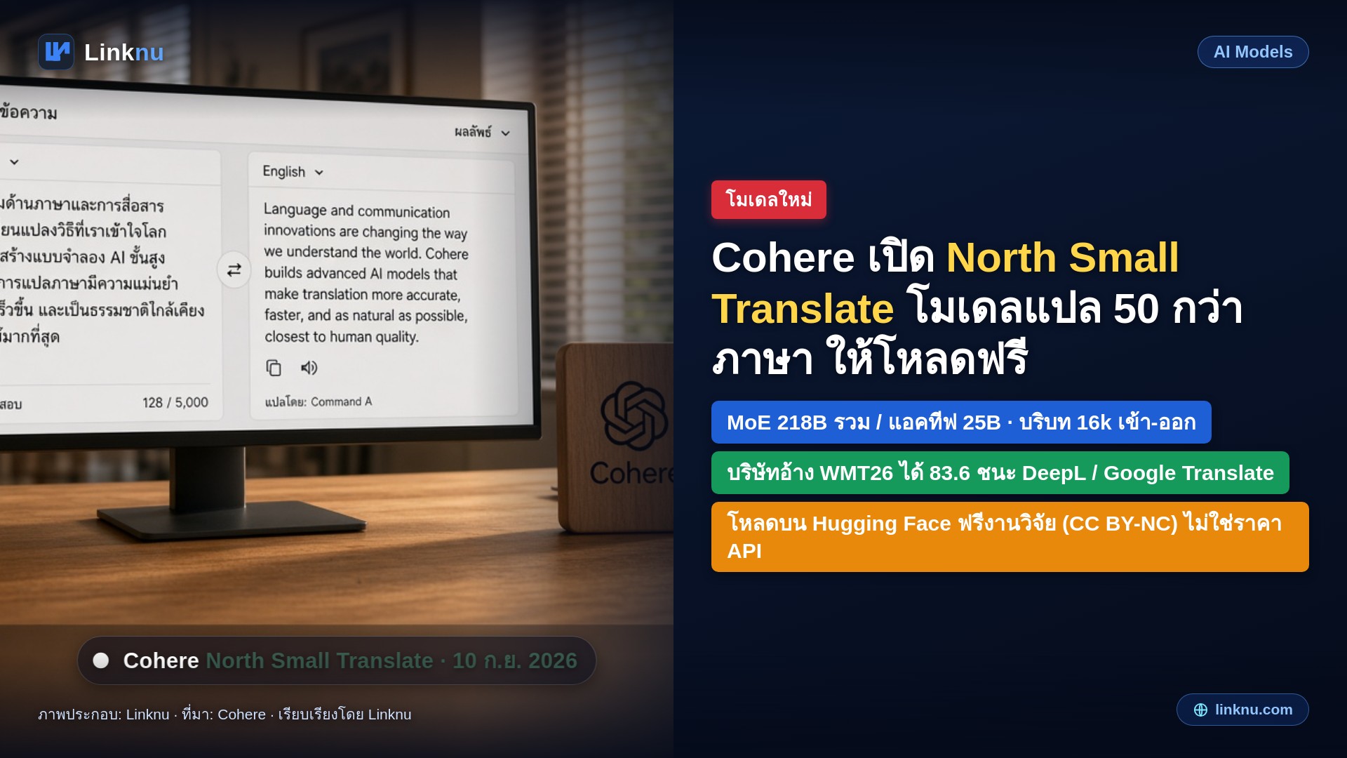 Cohere เปิดโมเดลแปลภาษา 50 กว่าภาษา ให้โหลดฟรี