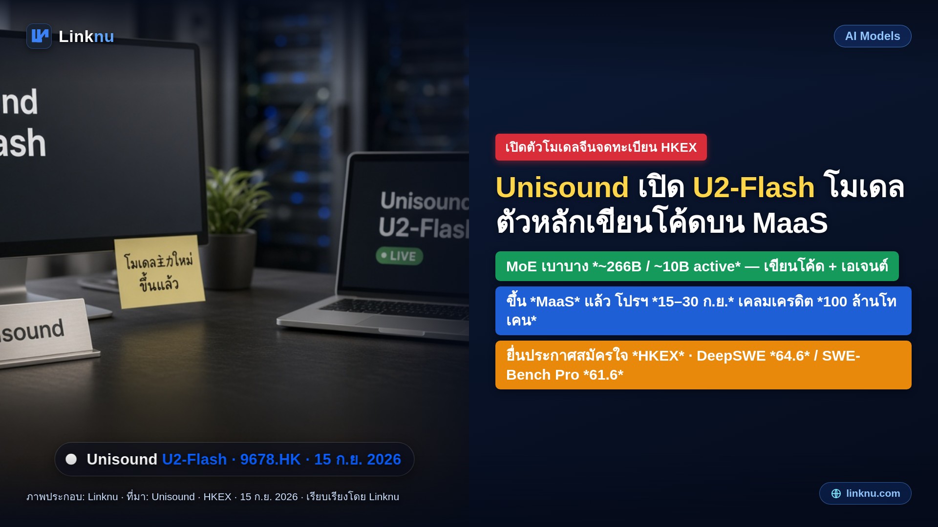Unisound เปิดตัว U2-Flash โมเดลเขียนโค้ดตัวใหม่ แจกโทเคนฟรี 100 ล้านชิ้น