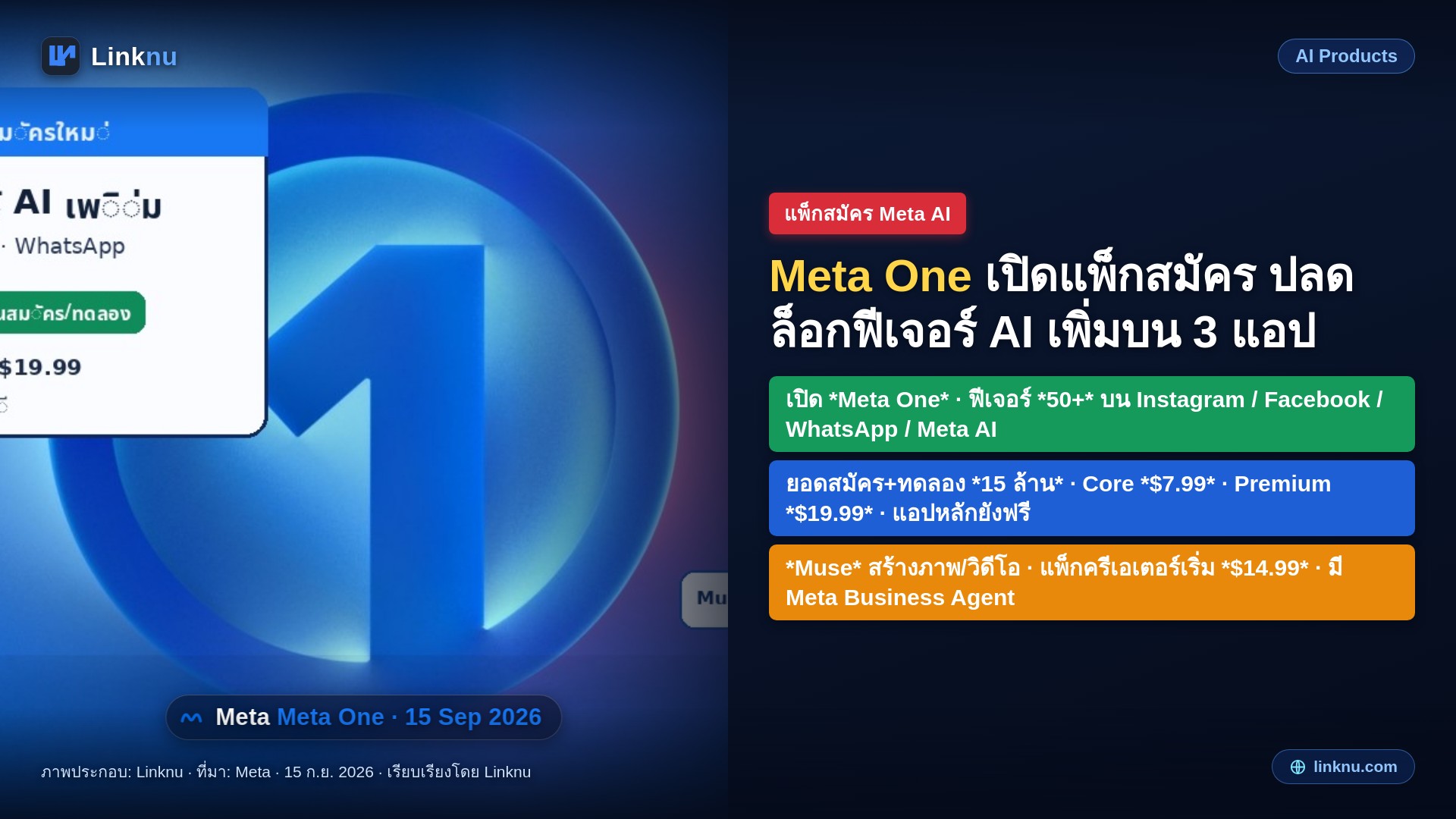 Meta One เปิดรับสมัครแล้ว จ่ายรายเดือนปลดล็อกของเพิ่มทั้ง 3 แอป