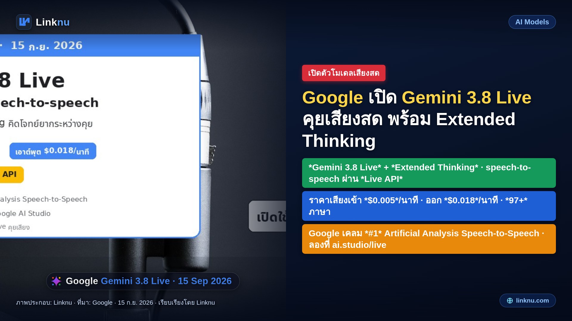 Google เปิด Gemini 3.8 Live คุยเสียงสด พร้อมโหมดคิดลึก