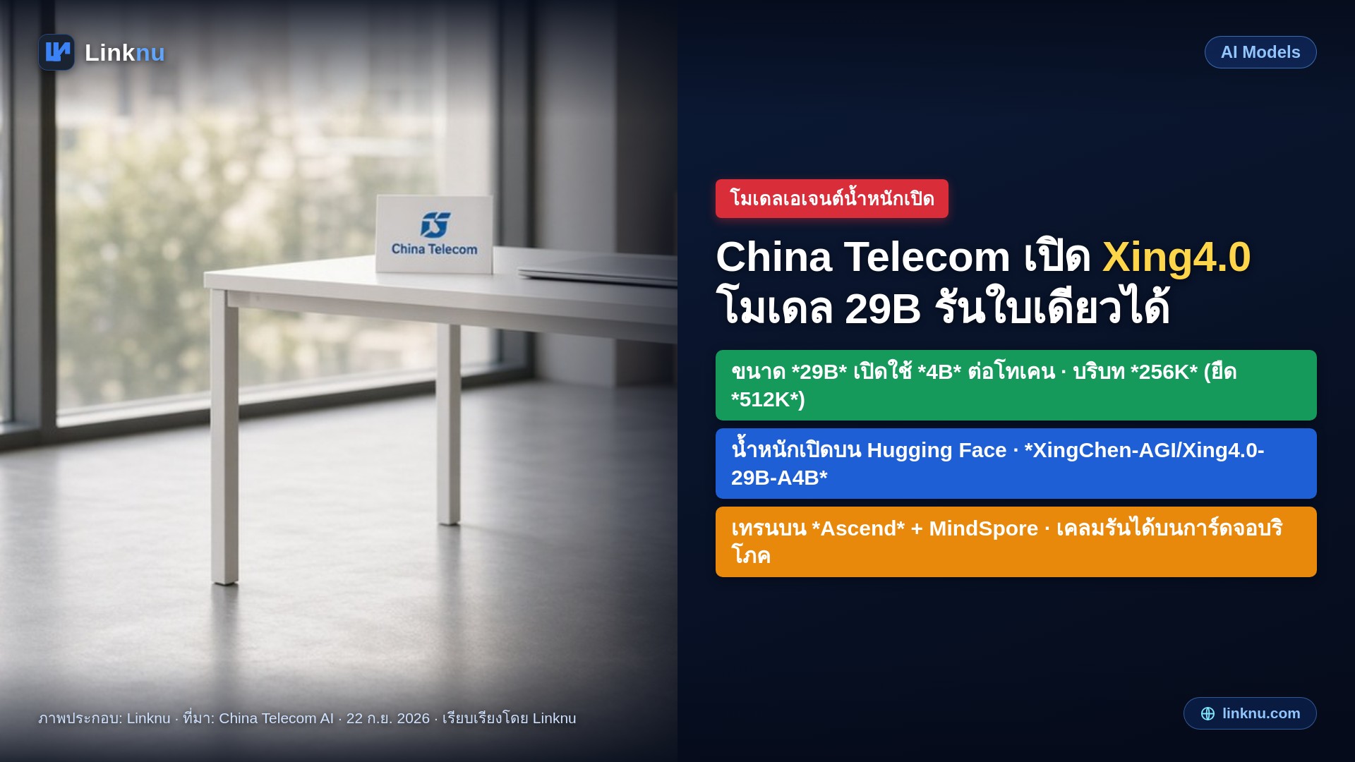 China Telecom เปิด Xing4.0 โมเดล 29B รันบนการ์ดจอใบเดียวได้