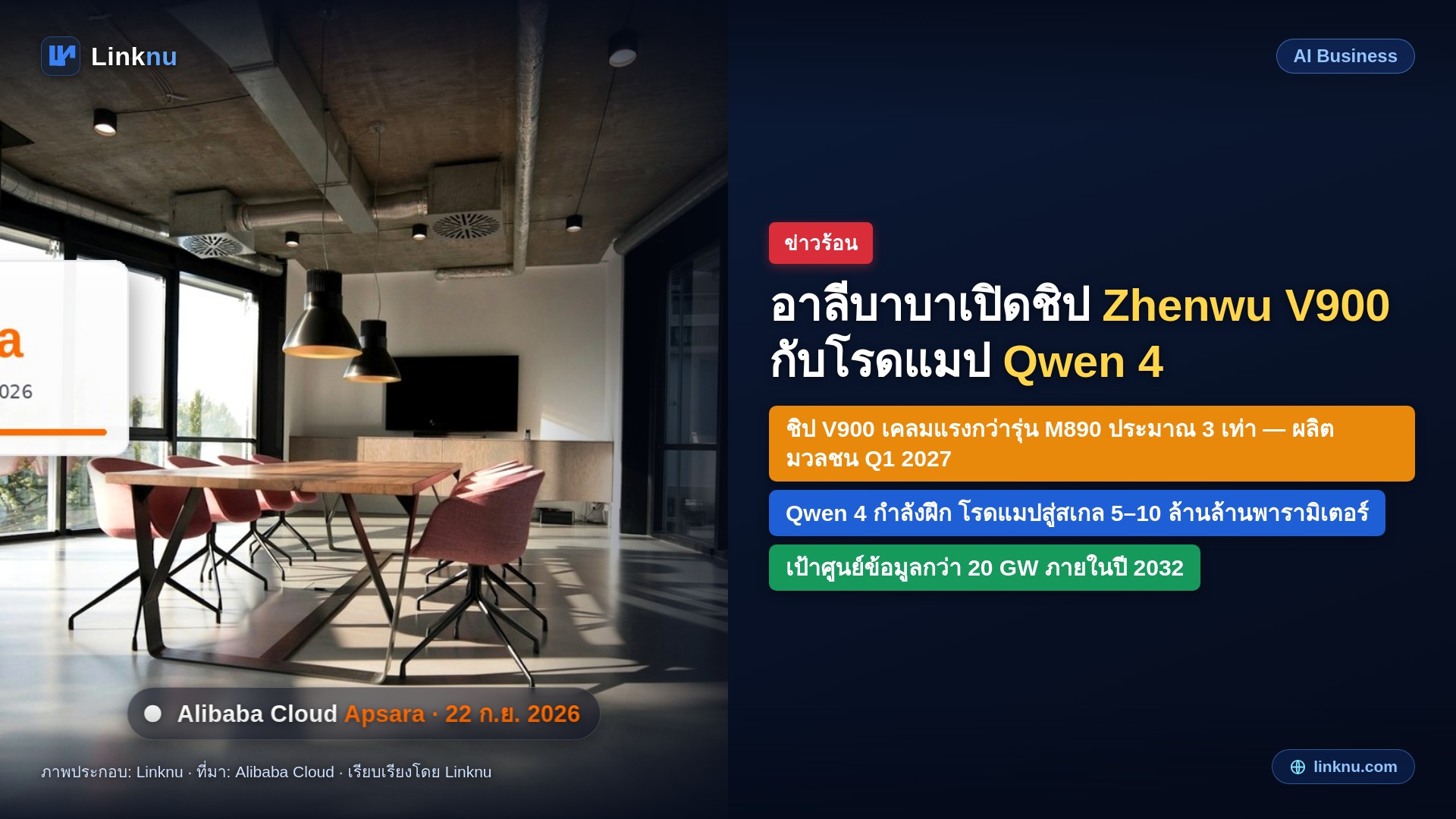 อาลีบาบาเปิดชิป Zhenwu V900 กับโรดแมป Qwen 4 ที่งาน Apsara