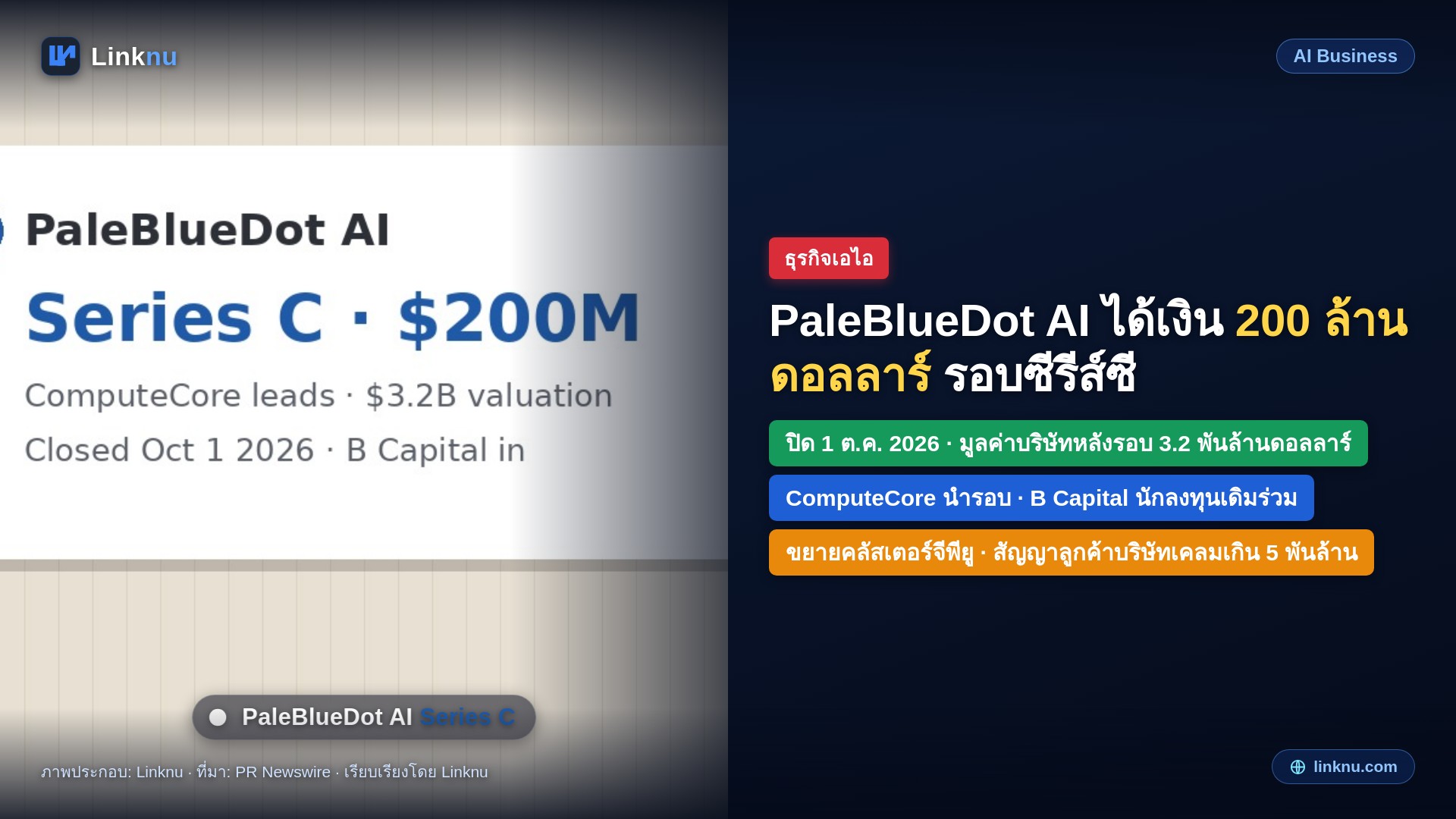 PaleBlueDot AI ได้เงิน 200 ล้านดอลลาร์ รอบซีรีส์ซี มูลค่าบริษัท 3.2 พันล้าน