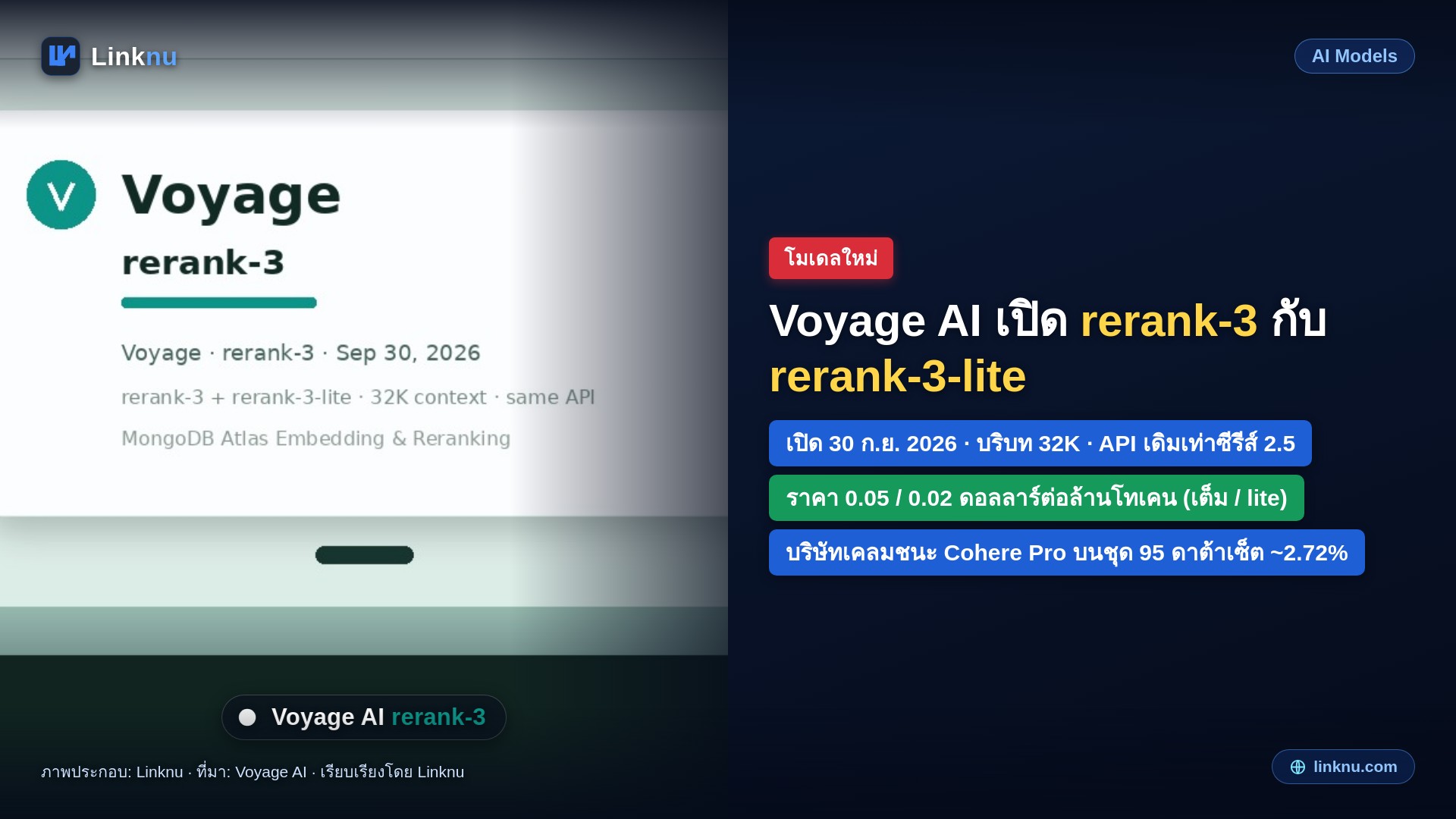 Voyage AI เปิด rerank-3 กับ rerank-3-lite รุ่นจัดอันดับผลการค้นหาใหม่