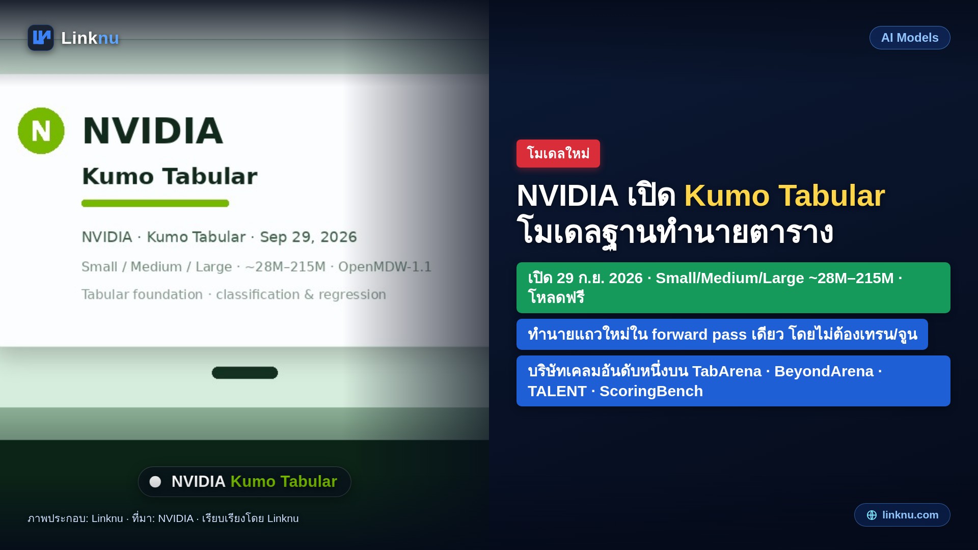 NVIDIA เปิด Kumo Tabular โมเดลฟรีทำนายตารางโดยไม่ต้องเทรนใหม่