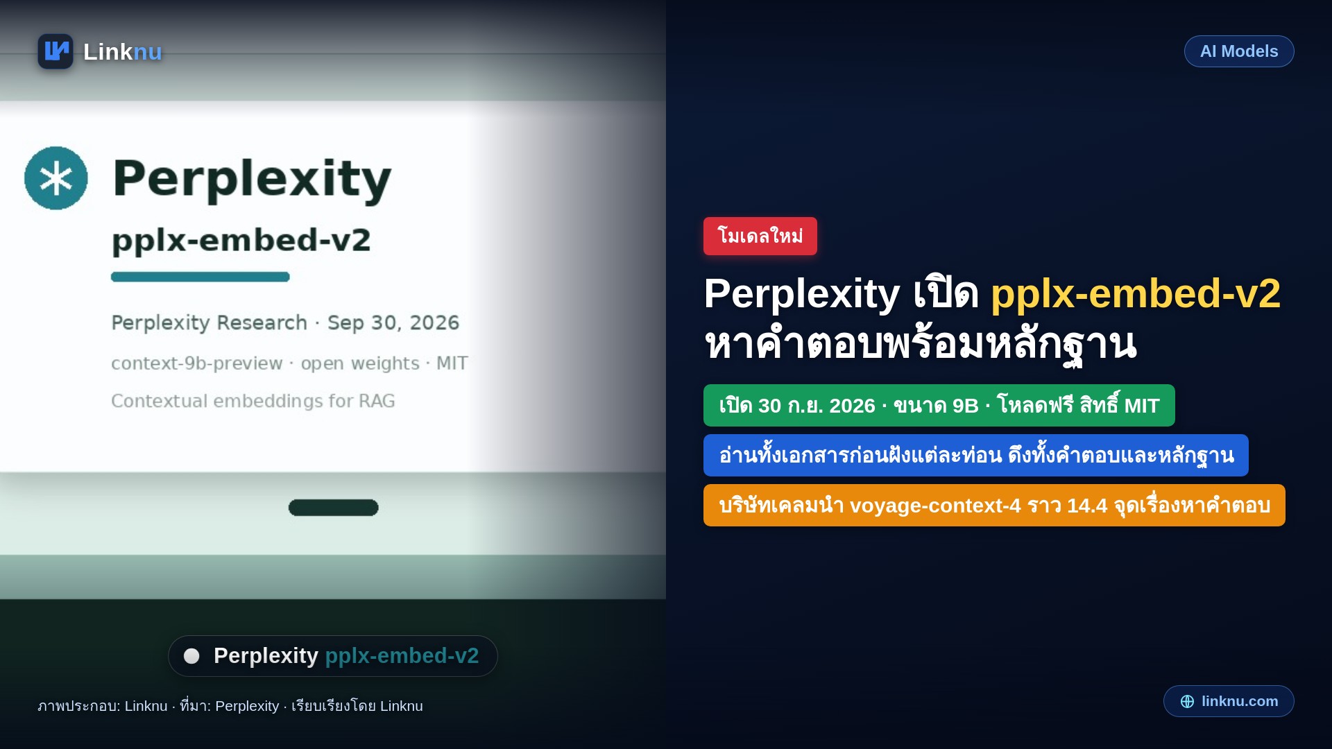 Perplexity เปิด pplx-embed-v2 โมเดลฝังข้อความ 9B ที่หาเจอทั้งคำตอบและหลักฐาน