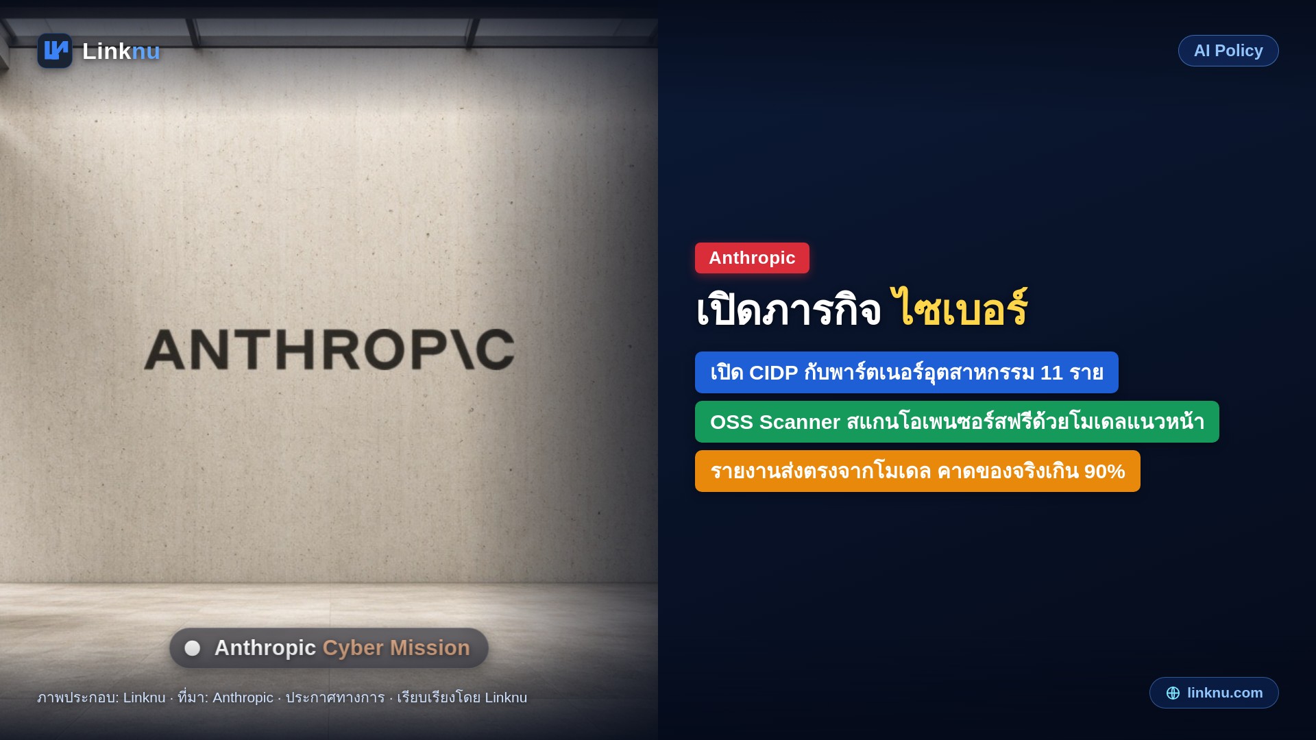 Anthropic เปิด Cyber Mission ปกป้องโครงสร้างพื้นฐานสำคัญ พร้อมสแกนช่องโหว่โอเพนซอร์สฟรี