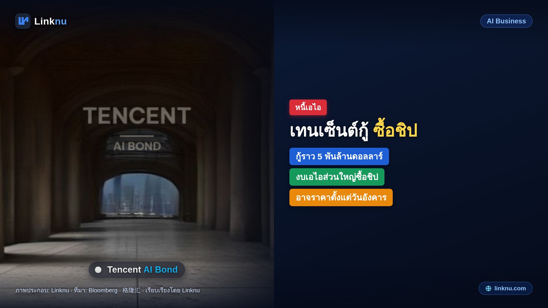 เทนเซ็นต์เตรียมออกพันธบัตรราว 5 พันล้านดอลลาร์ ส่วนใหญ่ซื้อชิปเอไอ