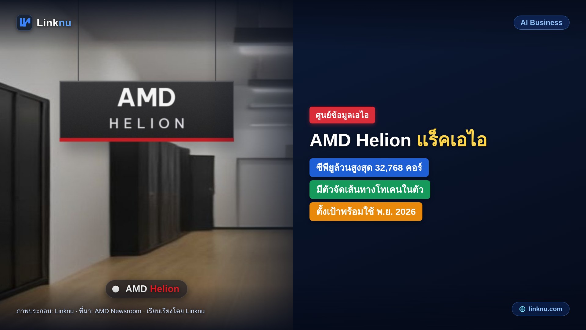 AMD เปิด Helion แร็คแบบเปิดสำหรับงานเอเจนต์เอไอ ตั้งเป้าพร้อมใช้ พ.ย. นี้