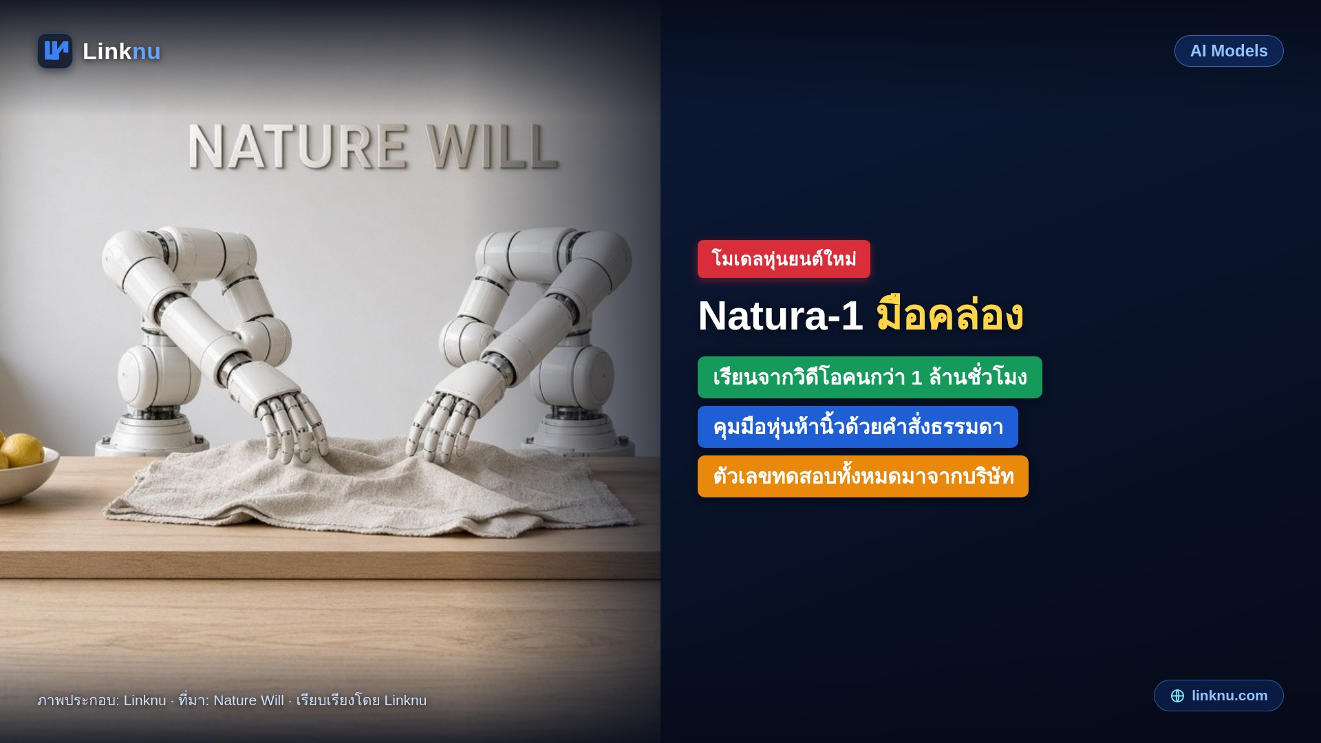 Nature Will เปิด Natura-1 โมเดลหุ่นยนต์ที่เรียนจากวิดีโอคน 1 ล้านชั่วโมง