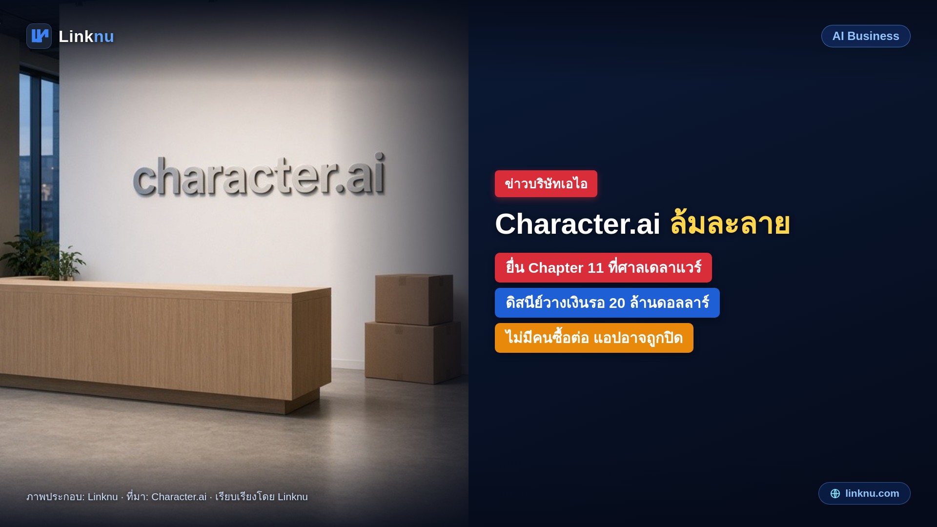 Character.ai ยื่นล้มละลาย เตรียมขายกิจการ ดิสนีย์วางเงินรอ 20 ล้านดอลลาร์