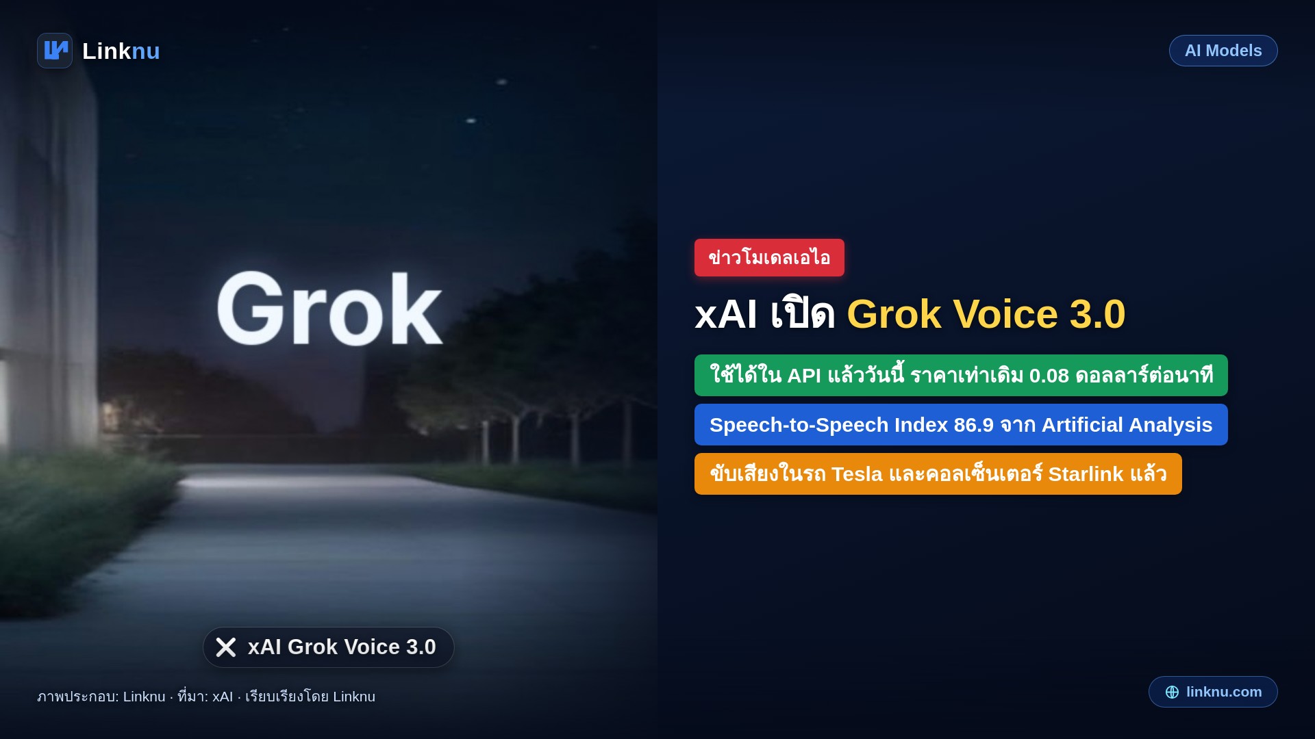 xAI เปิด Grok Voice 3.0 โมเดลพูดคุยแบบเสียงต่อเสียง ใช้ได้ใน API แล้ววันนี้