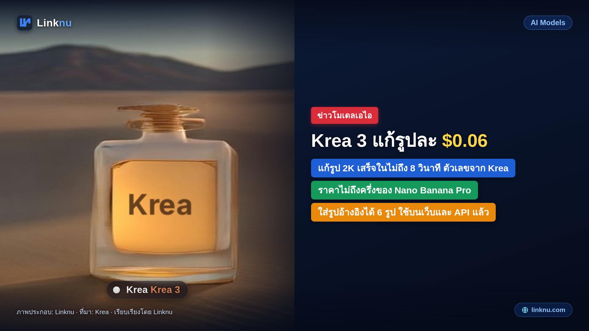 Krea เปิด Krea 3 เอไอแก้รูปเสร็จในไม่ถึง 8 วินาที ราคาไม่ถึงครึ่งของ Nano Banana Pro