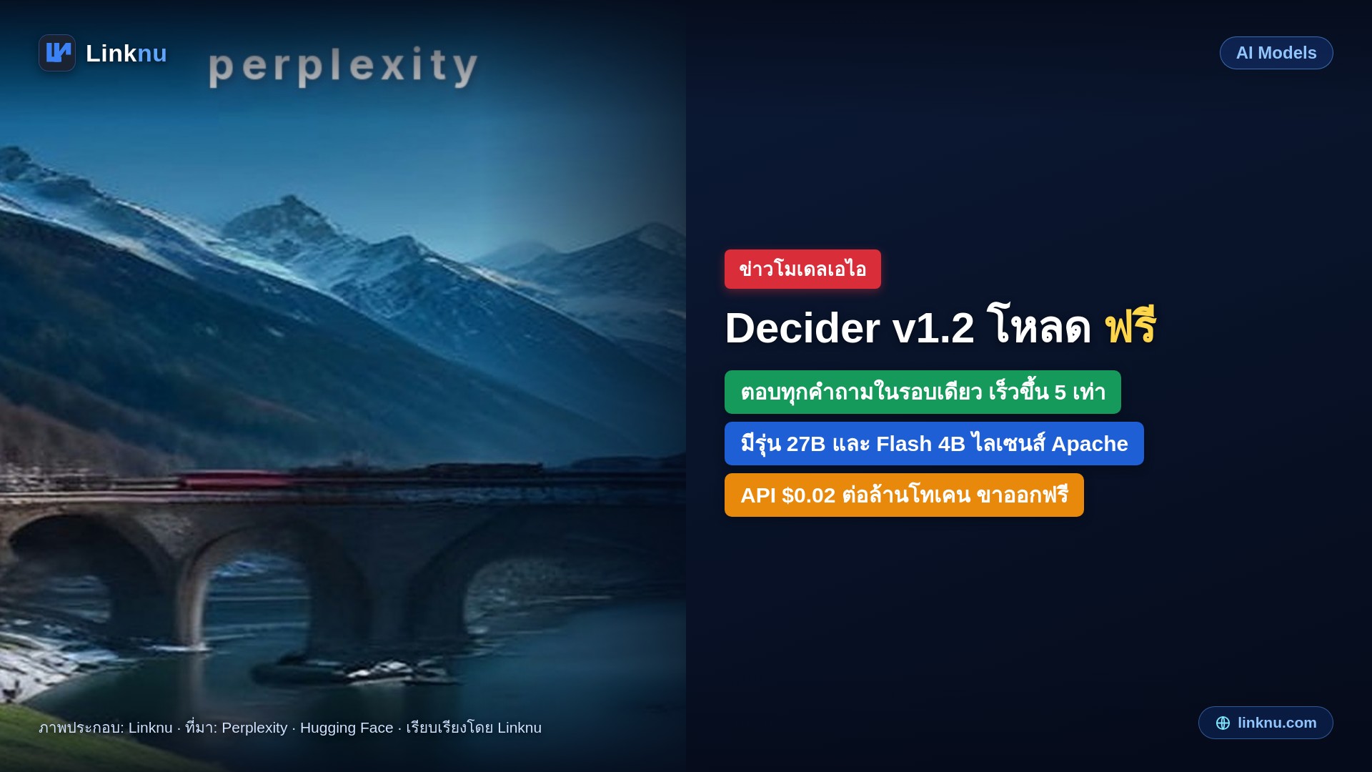 Perplexity อัปเกรดโมเดลตัดสินใจ pplx-decider เป็น v1.2 โหลดฟรีสองขนาด ตอบเร็วขึ้นสูงสุด 5 เท่า
