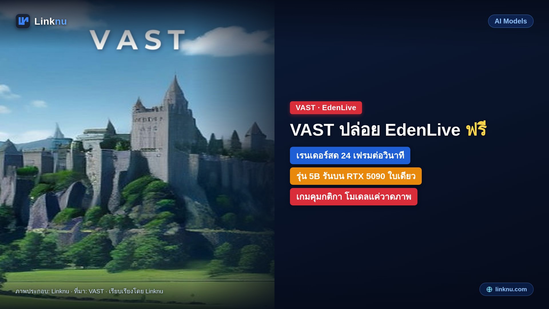 VAST ปล่อย EdenLive โหลดฟรี เปลี่ยนเกมกล่องสีเทาเป็นภาพสมจริงแบบสด 24 เฟรมต่อวินาที บนการ์ดจอใบเดียว