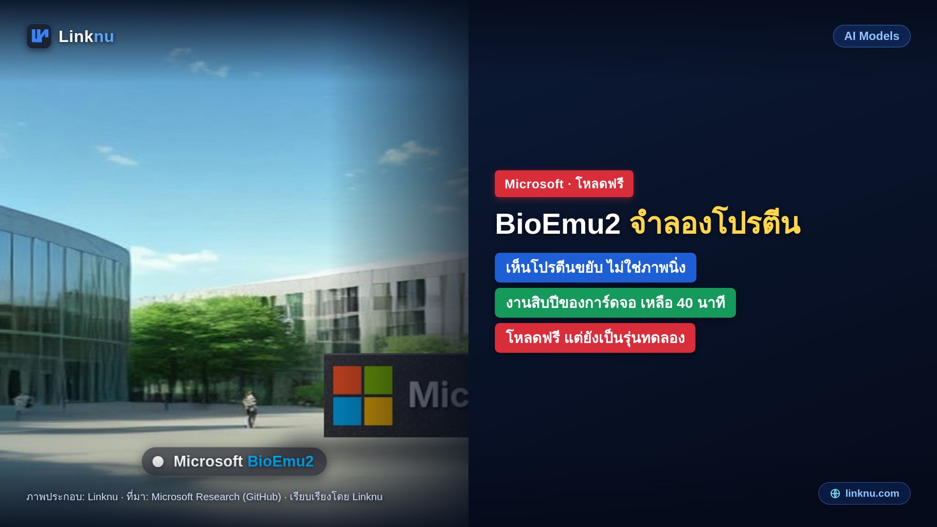 Microsoft ปล่อย BioEmu2 ให้โหลดฟรี จำลองโปรตีนขยับตัว งานที่เคยรันเป็นสิบปีเหลือราว 40 นาที
