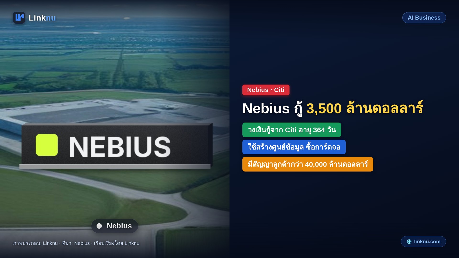 Nebius กู้เงิน Citi ได้ 3,500 ล้านดอลลาร์ เร่งสร้างศูนย์ข้อมูล AI และซื้อการ์ดจอเพิ่ม