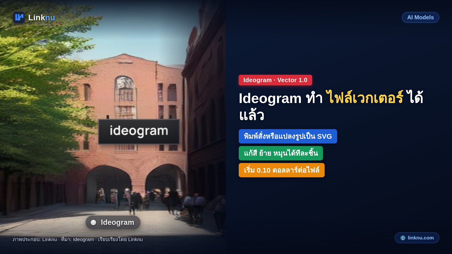 Ideogram Vector 1.0 มาแล้ว โมเดลแรกของ Ideogram ที่สร้างไฟล์เวกเตอร์ SVG แก้ต่อได้ทุกชิ้น