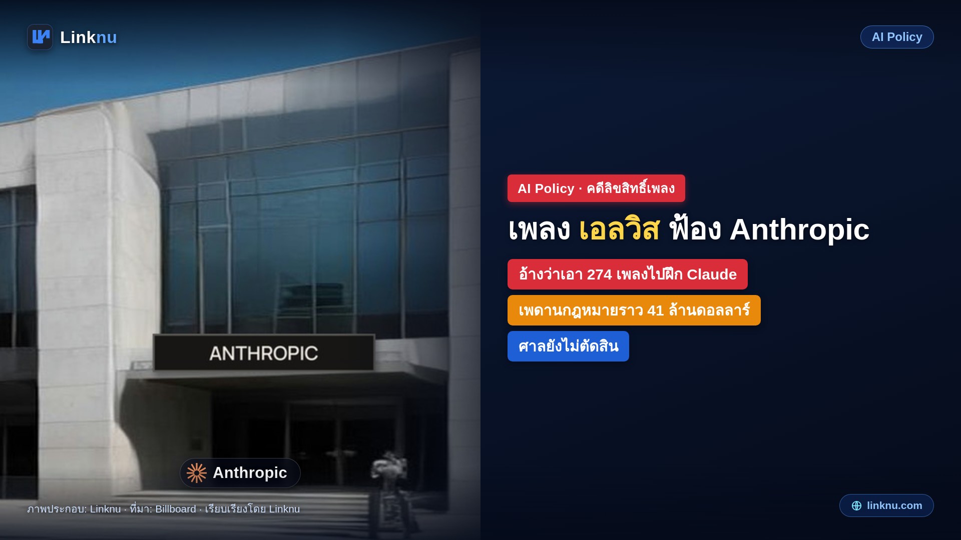 เจ้าของลิขสิทธิ์เพลงเอลวิสฟ้อง Anthropic หาว่าเอา 274 เพลงไปฝึก Claude โดยไม่ขออนุญาต