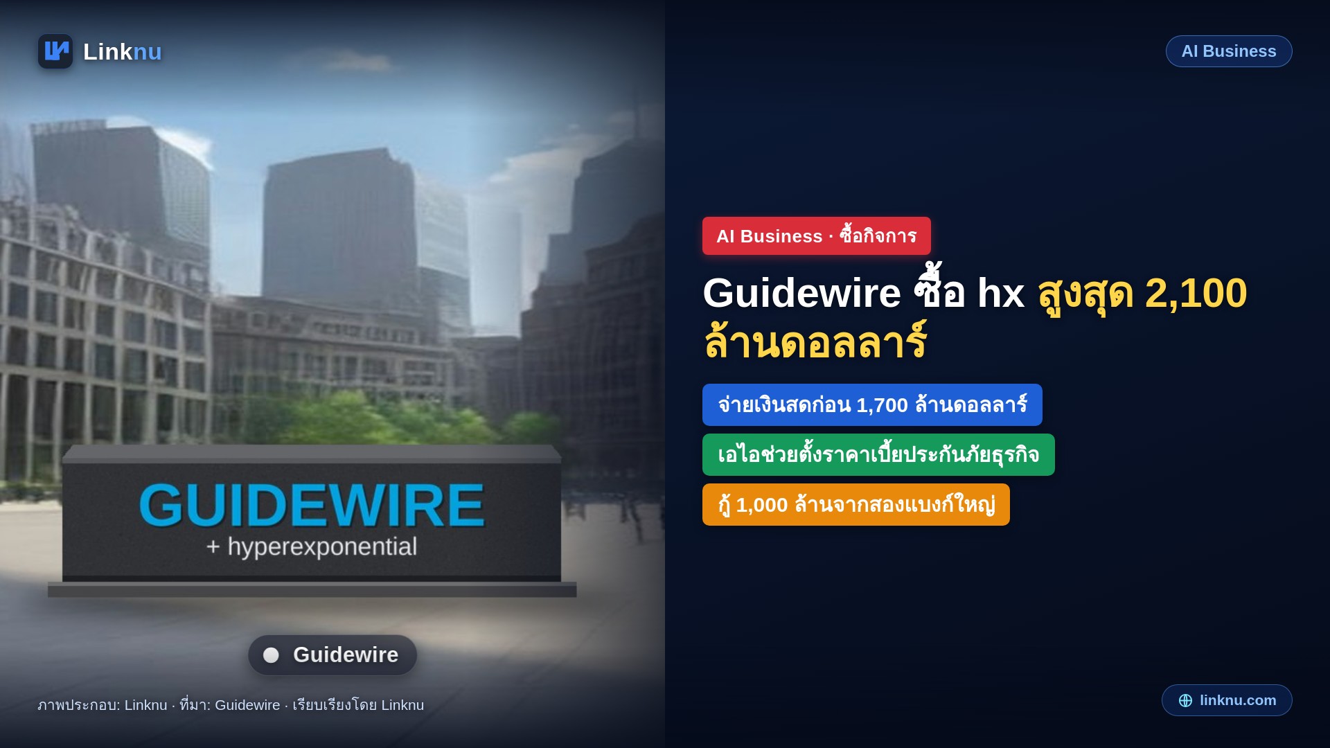 Guidewire ซื้อ hyperexponential สตาร์ตอัปเอไอประกันภัยจากลอนดอน รวมสูงสุด 2,100 ล้านดอลลาร์