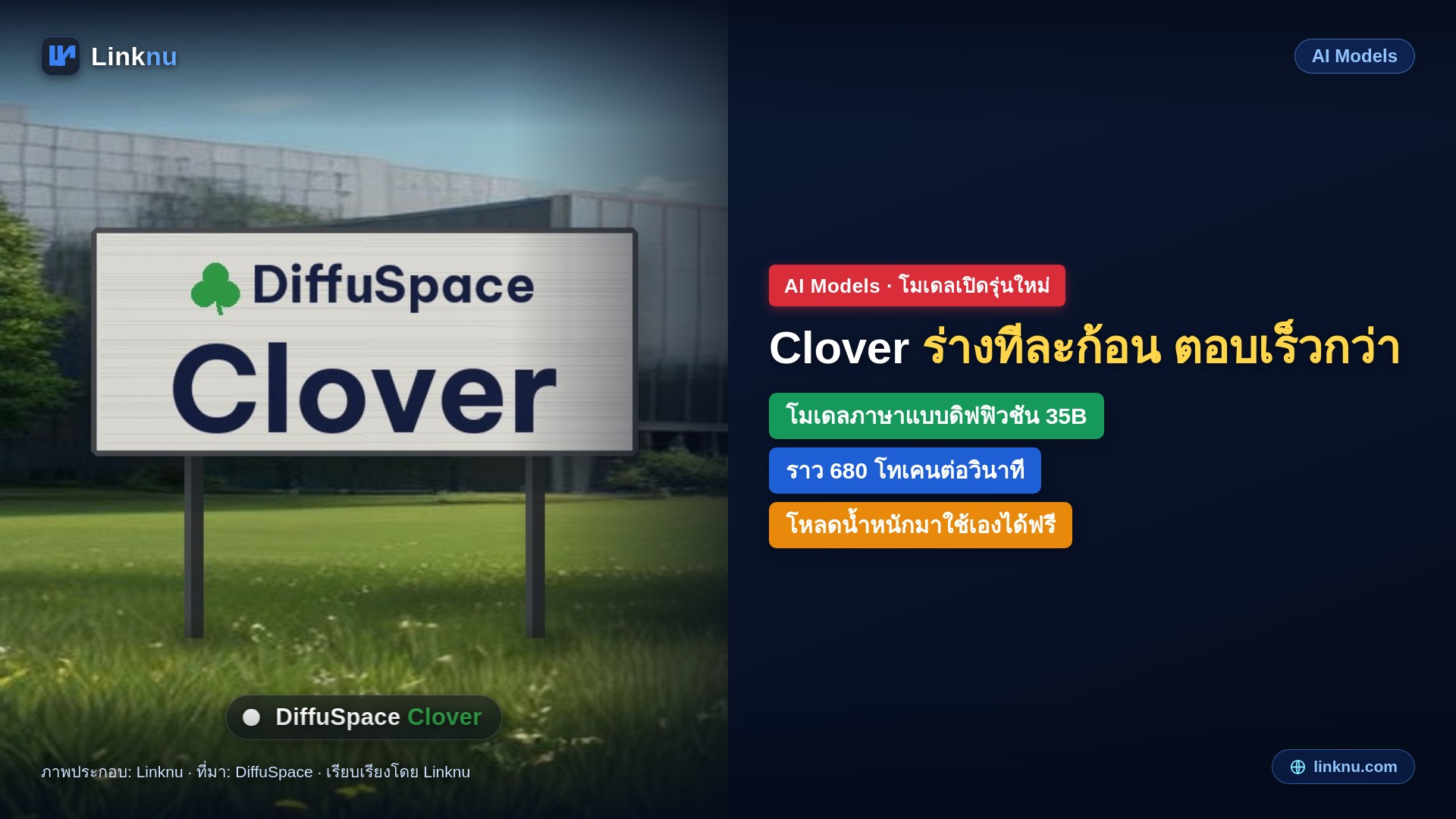 DiffuSpace ปล่อย Clover-35B-A3B-Preview โมเดลแบบดิฟฟิวชัน แซง Qwen ขนาดเท่ากัน ตอบเร็วกว่า โหลดฟรี