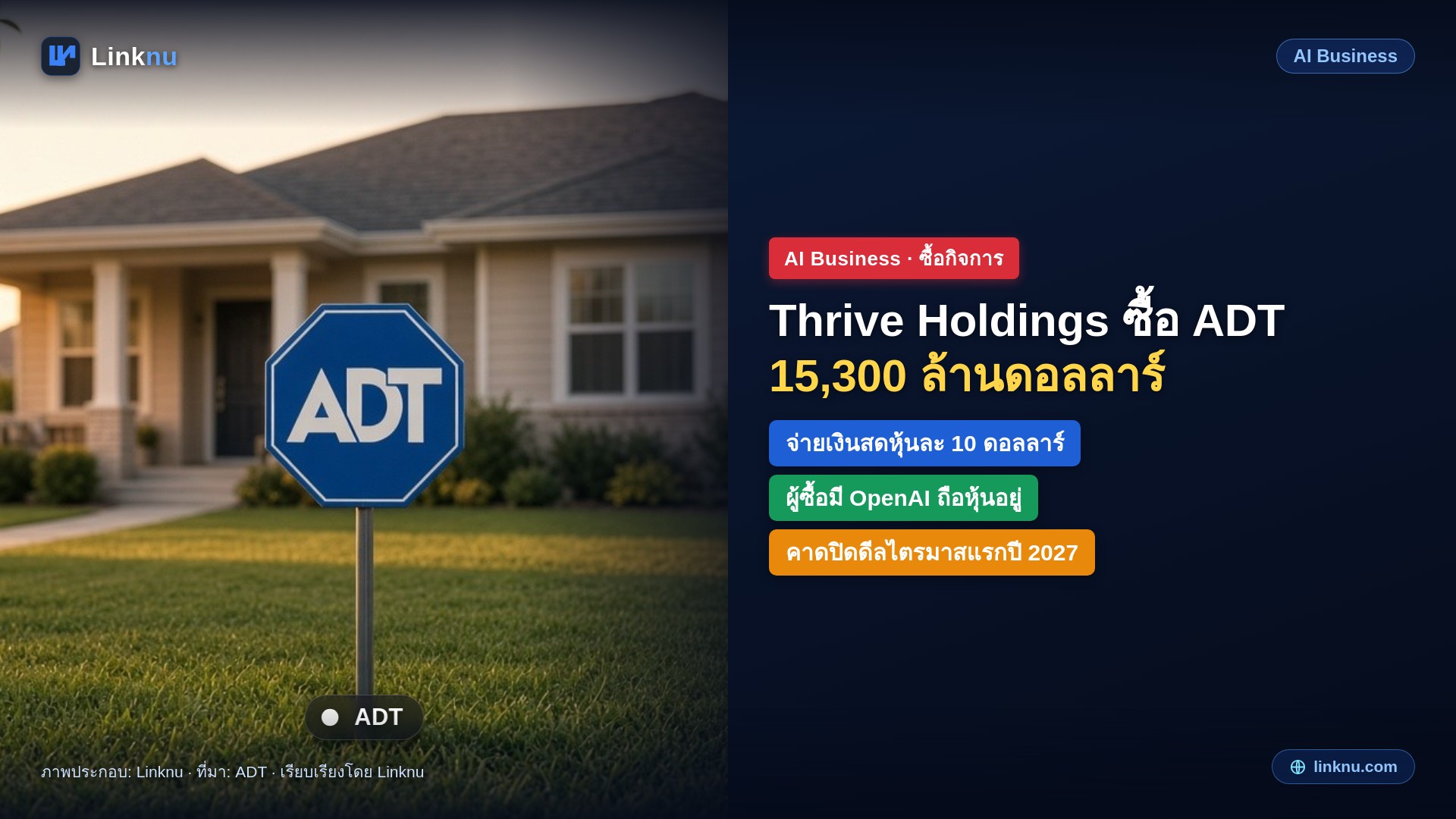 Thrive Holdings ทุ่ม 15,300 ล้านดอลลาร์ ซื้อ ADT ยักษ์ระบบกันขโมยบ้าน เอาเอไอเข้าไปปรับธุรกิจ